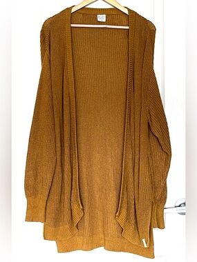 Jax + Lennon Bamboo Organic Cotton Ribbed Knit Cardigan Sweater Mustard M/L